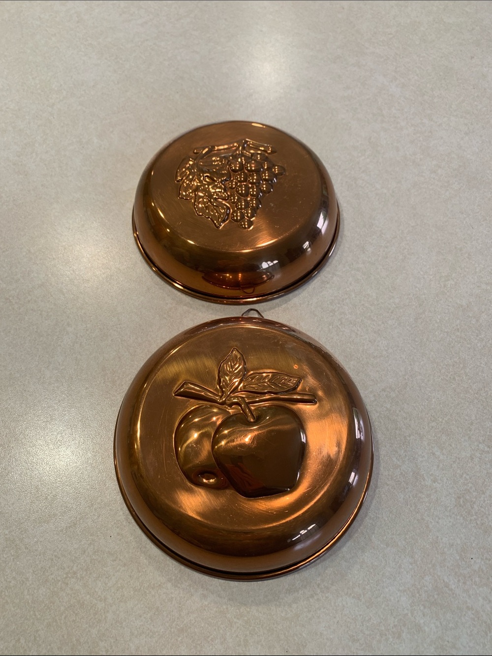 Vintage Copper Decorative Wall Molds Hangings Apples Grapes Mid Century